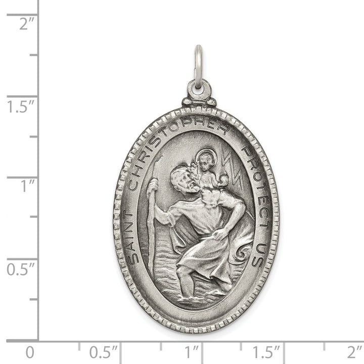 Sterling Silver Antiqued Saint Christopher Medal