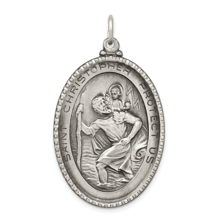 Sterling Silver Antiqued Saint Christopher Medal