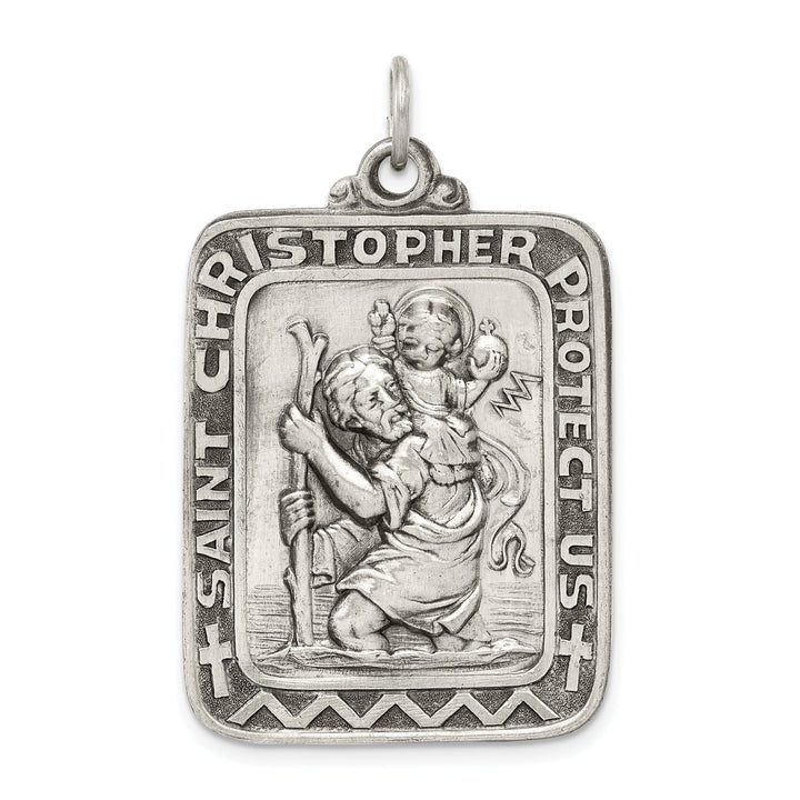 Sterling Silver Antiqued Saint Christopher Medal