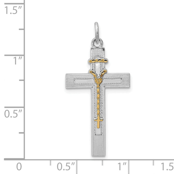 Silver Polish Vermeil Rosary Latin Cross Pendant