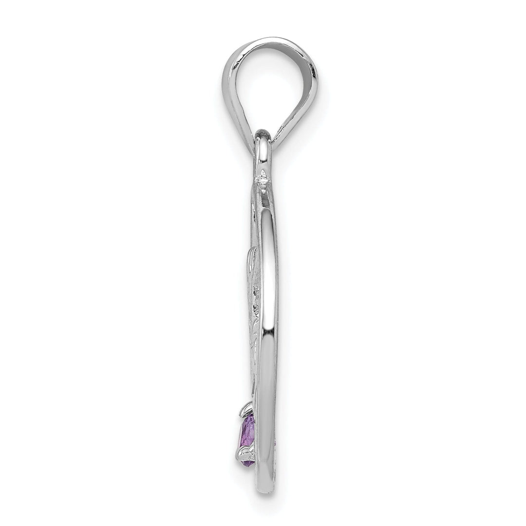 Sterling Silver Amethyst Happy Birthday Charm