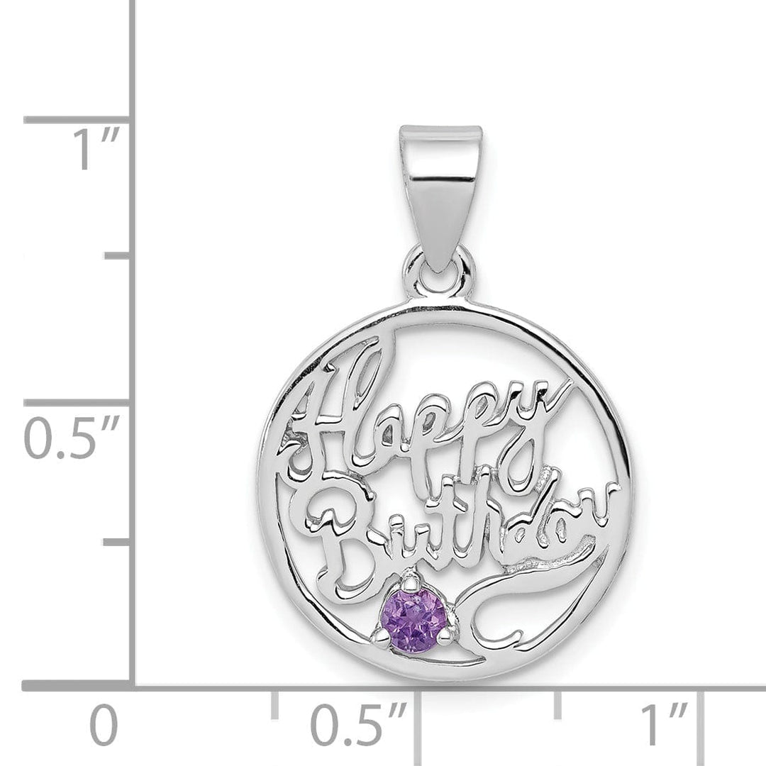 Sterling Silver Amethyst Happy Birthday Charm