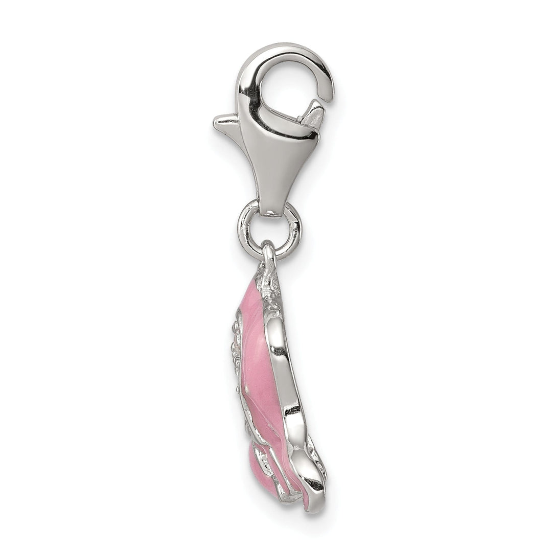 Sterling Silver Pink Enameled CZ Elephant Charm