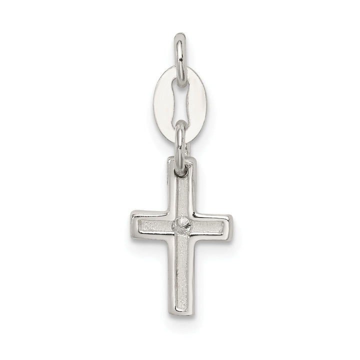 Sterling Silver and CZ Polished Cross Charm