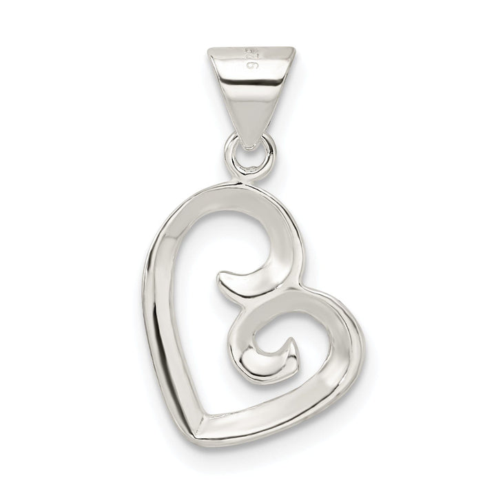 Sterling Silver Fancy Swirl Open Heart Pendant