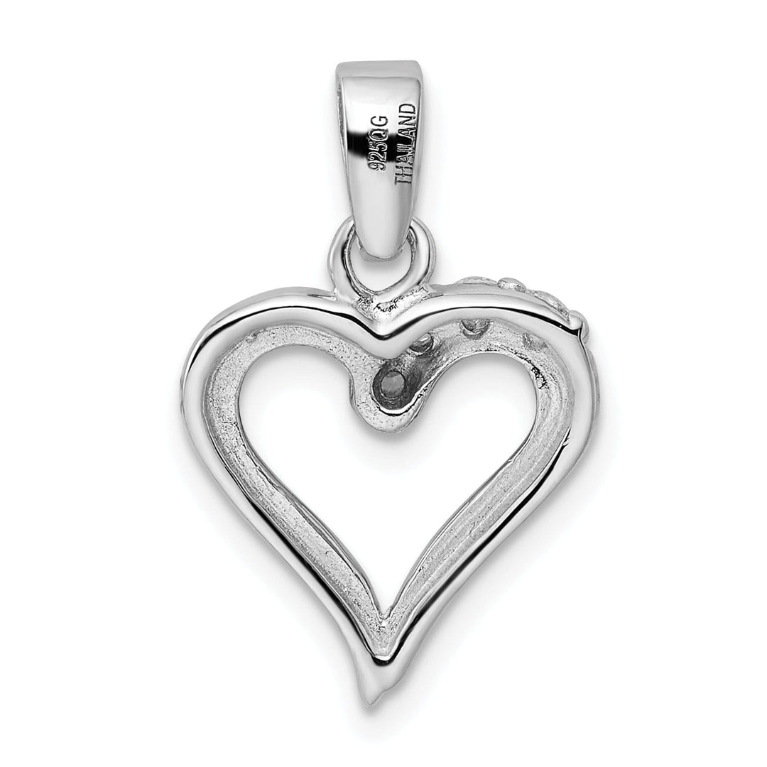 Sterling Silver Polished CZ Open Heart Pendant