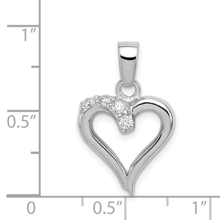 Sterling Silver Polished CZ Open Heart Pendant