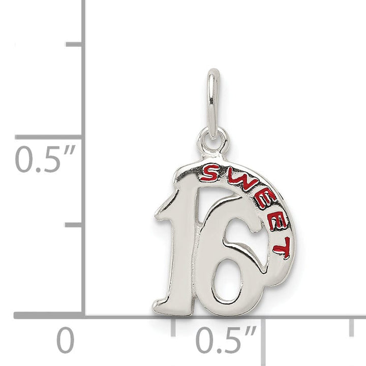 Sterling Silver Enamel Finish Sweet 16 Charm