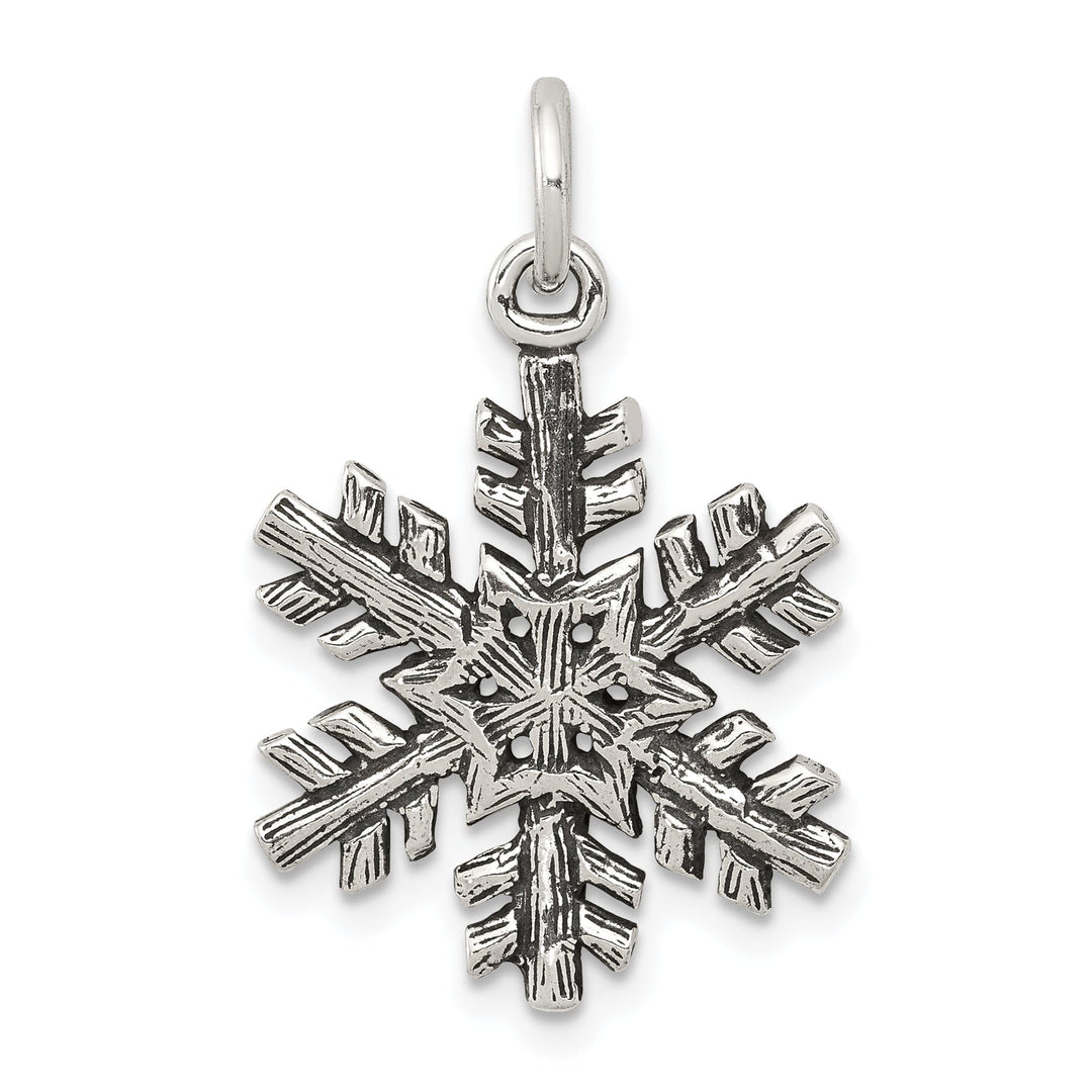 Sterling Silver Antiqued Snow Flake Pendant