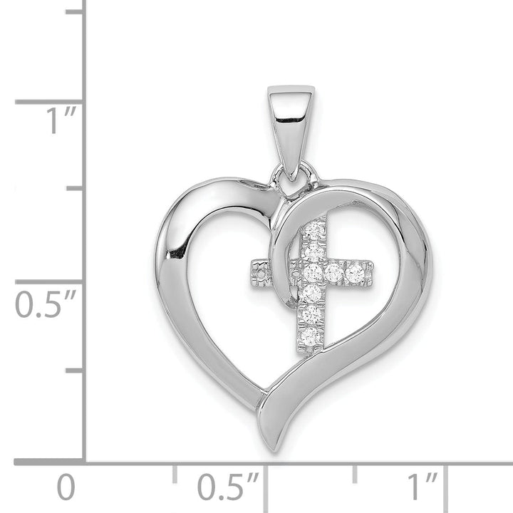 Sterling Silver C.Z Heart with Cross Pendant