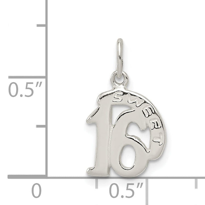 Sterling Silver Polished Finish Sweet 16 Charm