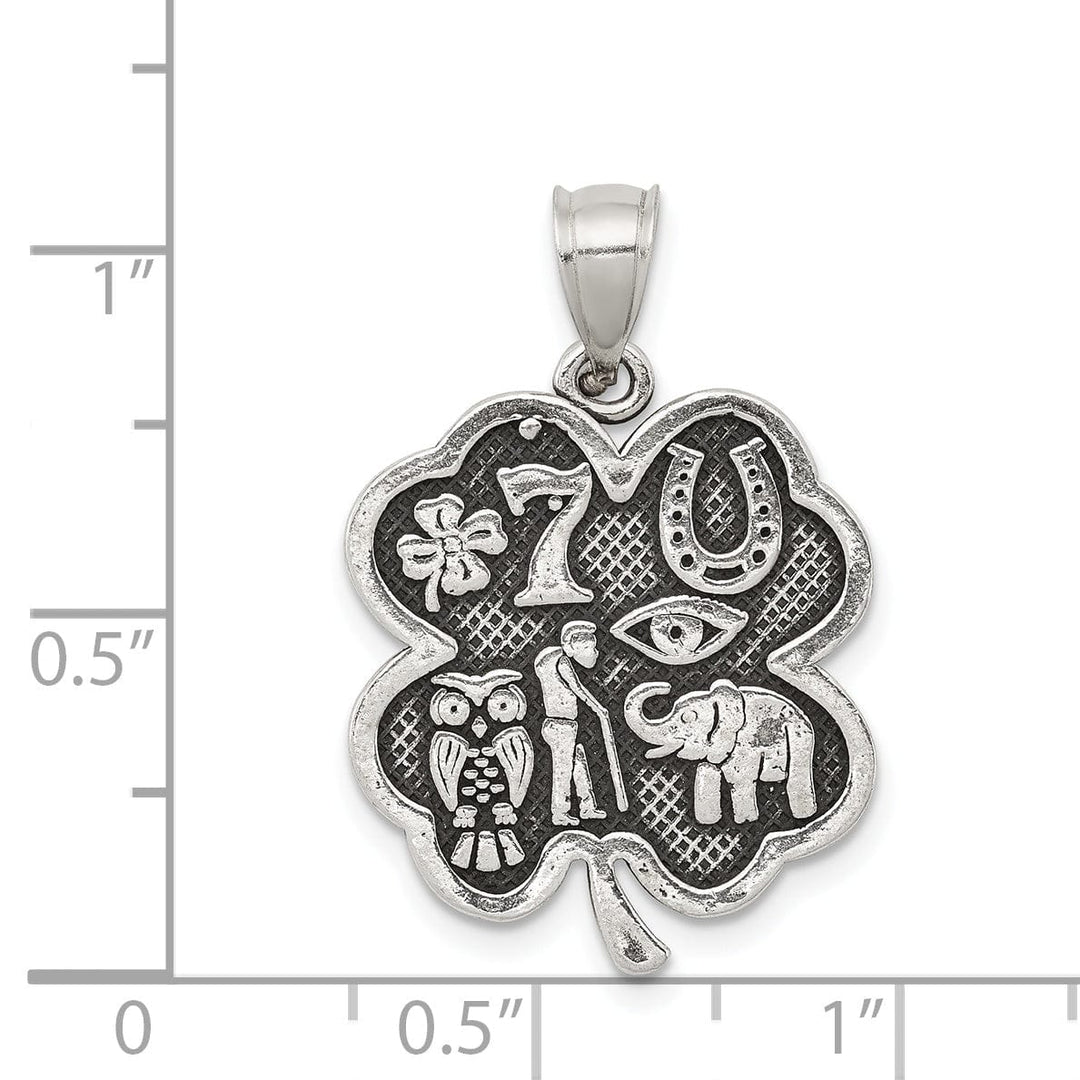 Silver Polished Good Luck Icon Clover Charm