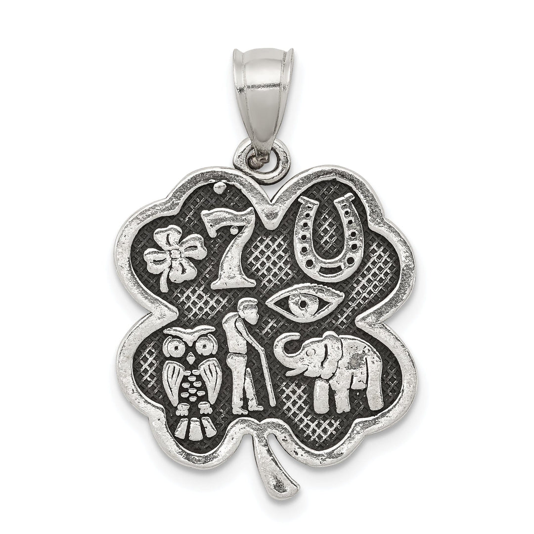 Silver Polished Good Luck Icon Clover Charm