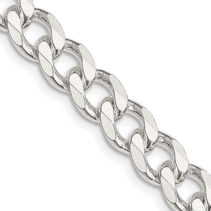 Silver Polished 8.00-mm Solid Curb Link Chain