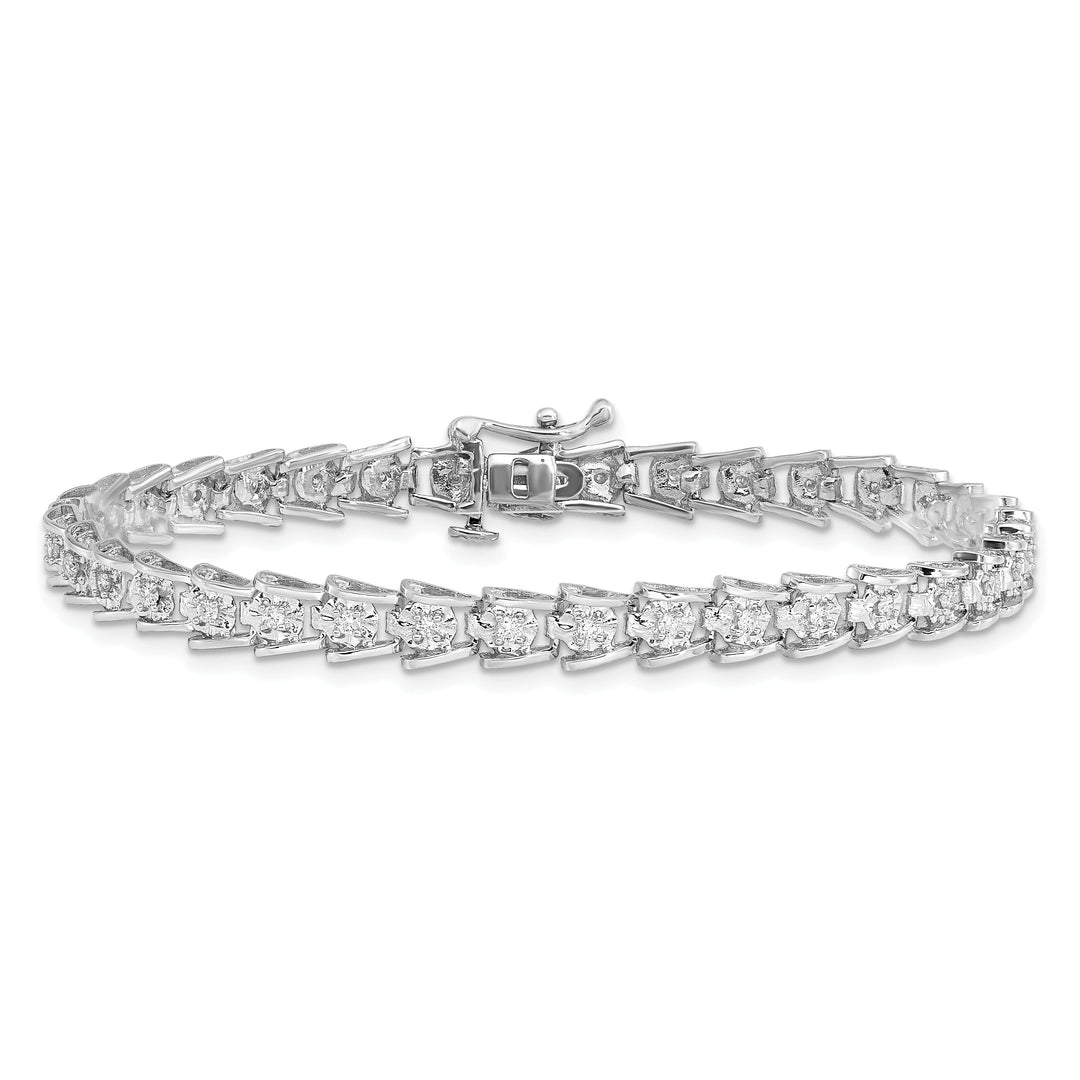 Silver Polished Finish Diamond Tennis Bracelet