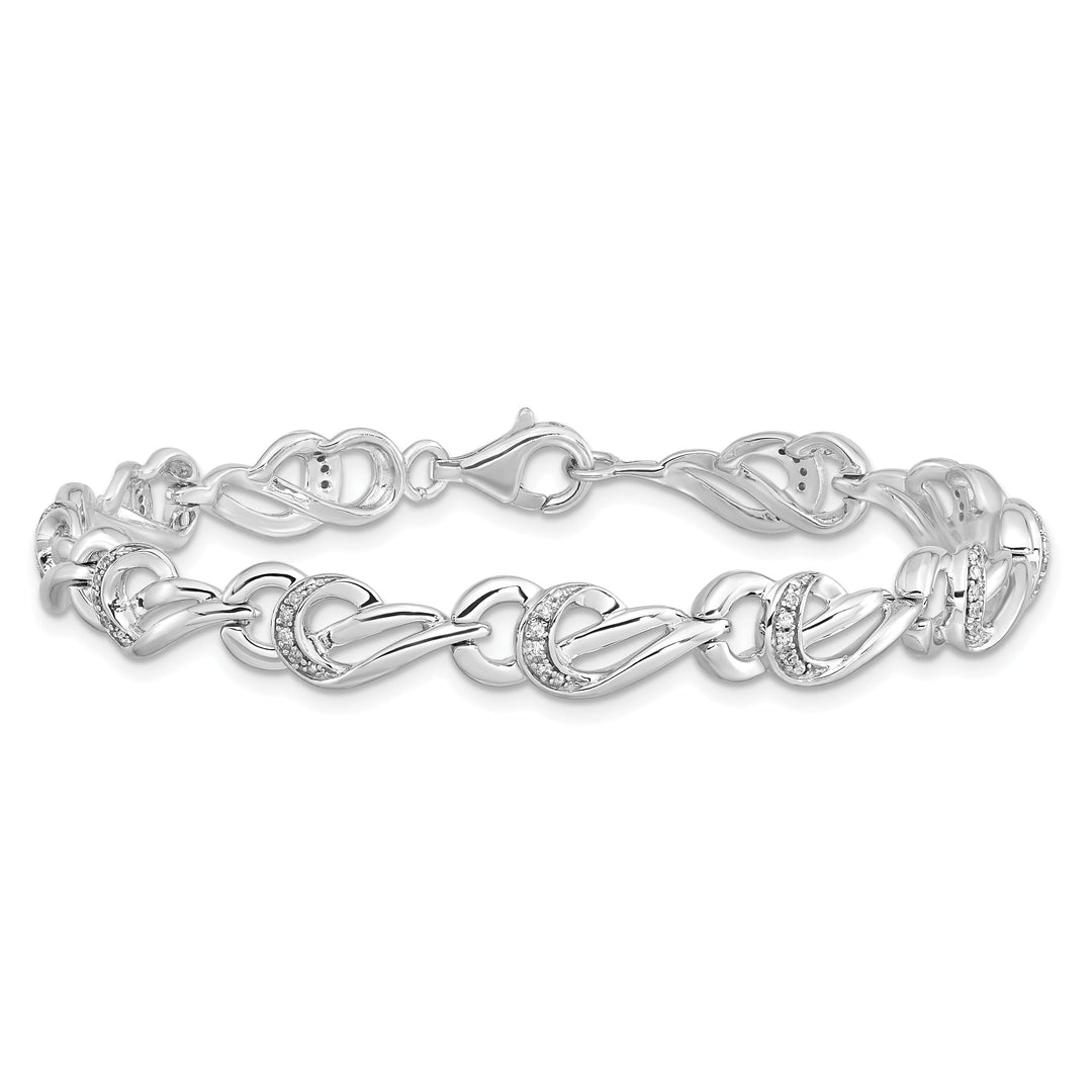 Sterling Silver Polished Diamond Bracelet