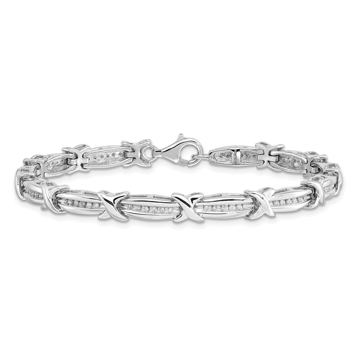 Sterling Silver Polish Finish Diamond Bracelet