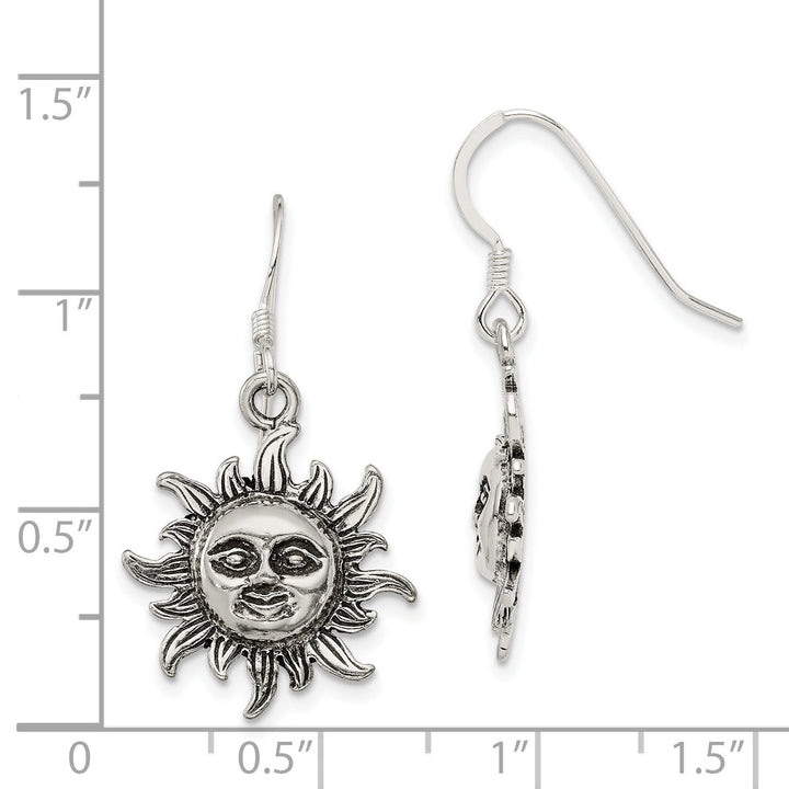 Sterling Silver Celestial Dangle Hook Earrings