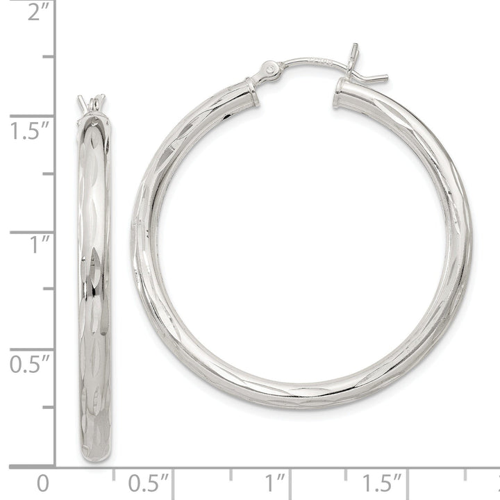 Sterling Silver D.C Satin Polished Hoop Earrings