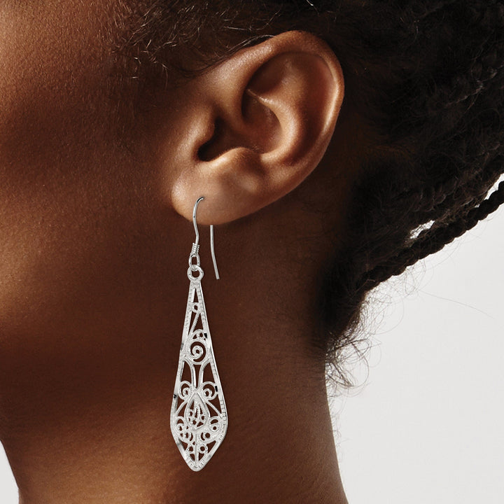 Sterling Silver Filigree Dangle Hook Earrings