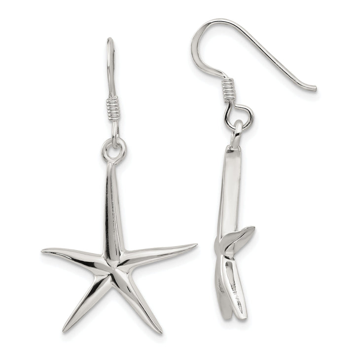 Sterling Silver Star Fish Dangle Earrings