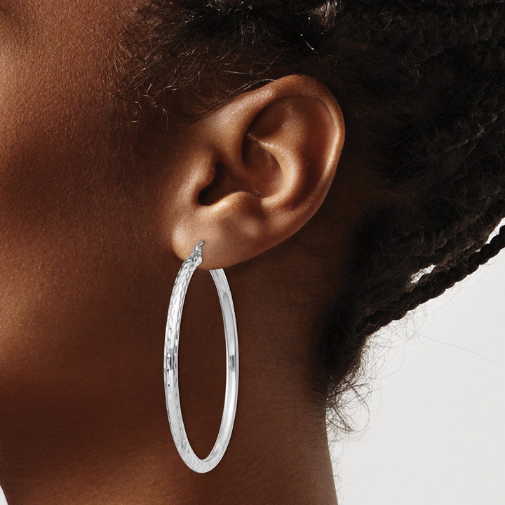 Silver D.C Hollow Hoop Hinged Back Earrings