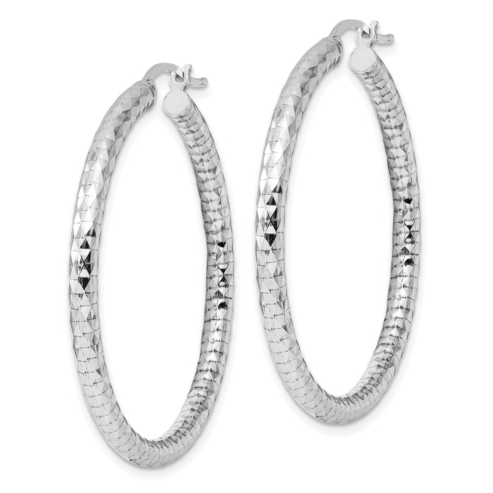 Silver D.C Hollow Hoop Hinged Back Earrings