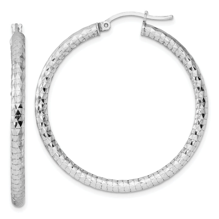 Silver D.C Hollow Hoop Hinged Back Earrings