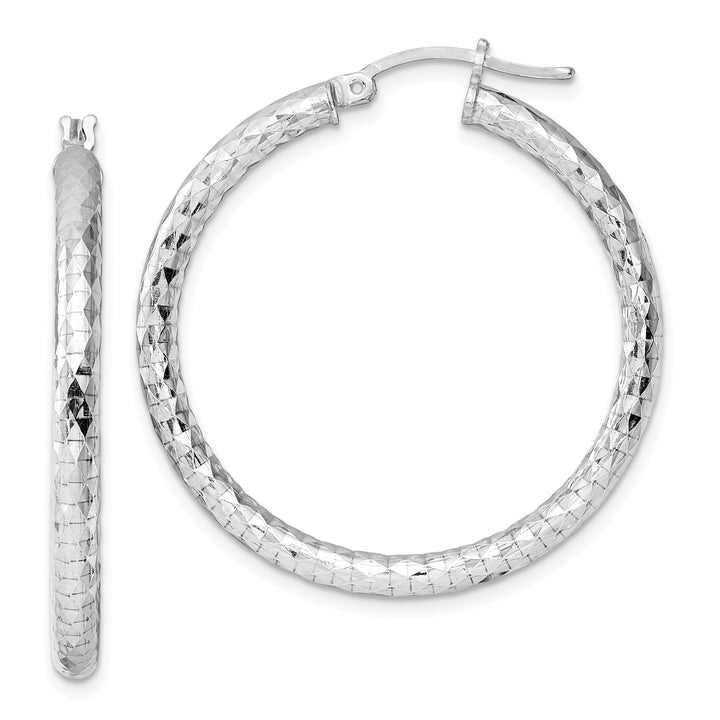 Silver D.C Hollow Hoop Hinged Back Earrings