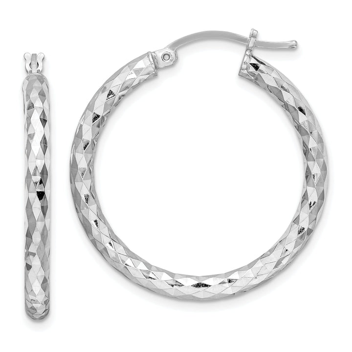 Silver D.C Hollow Hoop Hinged Back Earrings