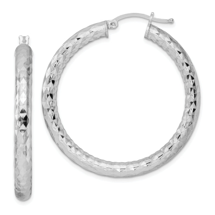 Silver D.C Hollow Hoop Hinged Back Earrings