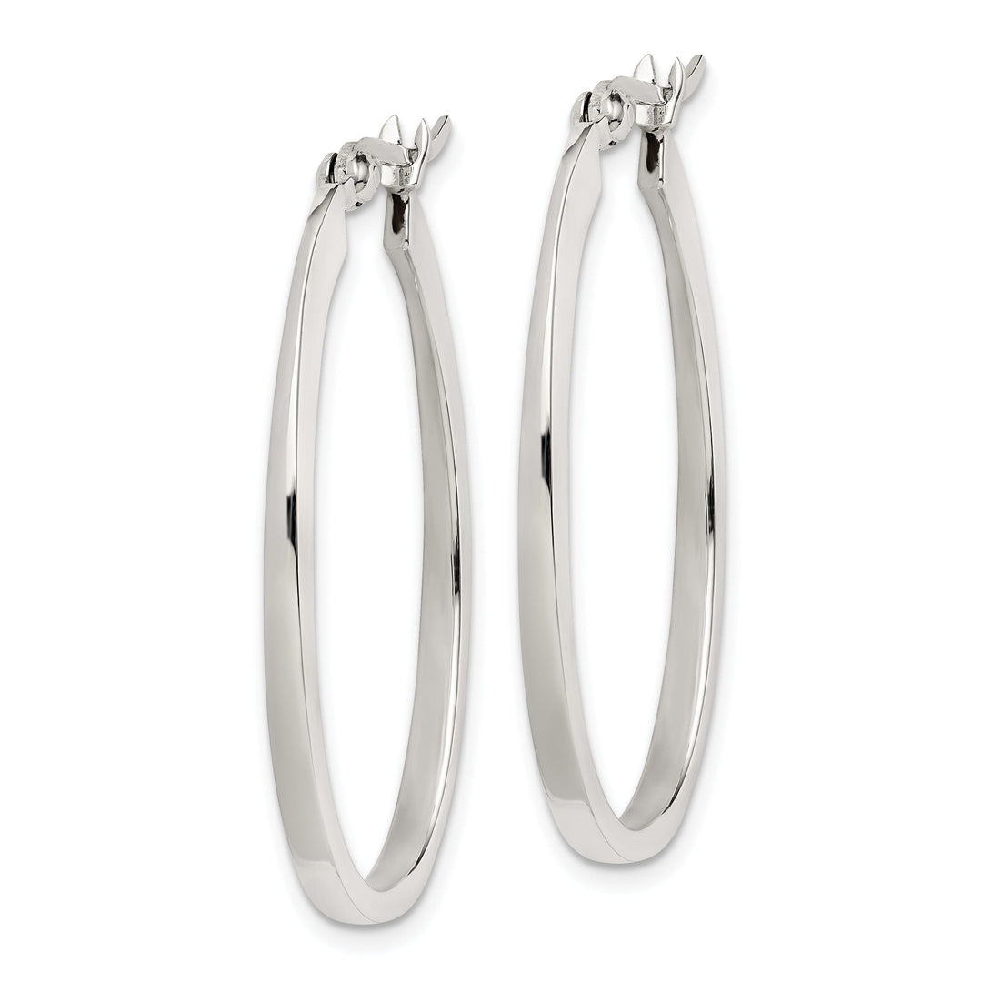 Sterling Silver Flat Square Tube Oval Hoop Earring