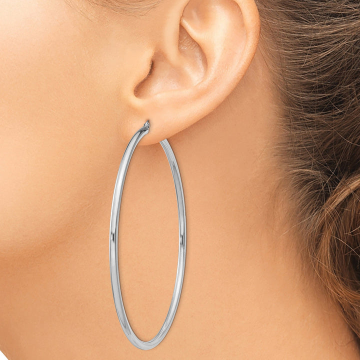 Sterling Silver Hollow Tube Hoop Hinged Earring