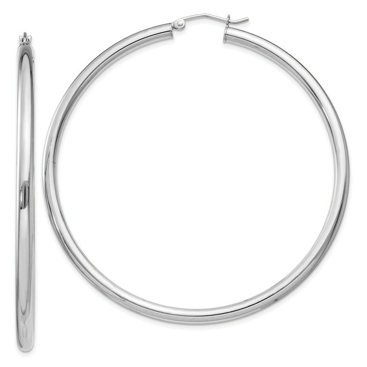 Silver Hollow Round Hoop Hinged Earrings