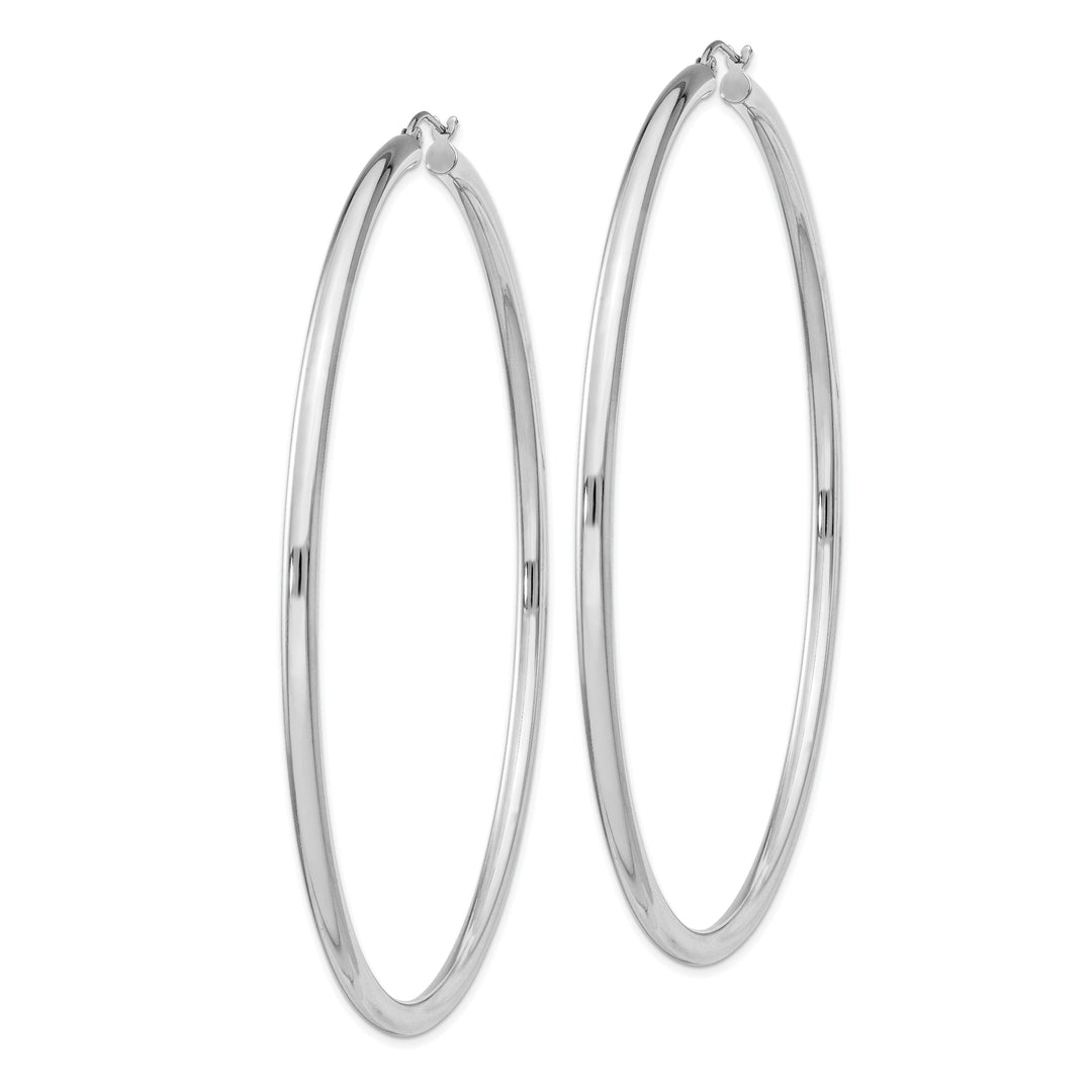 Silver Hollow Round Hoop Hinged Earrings