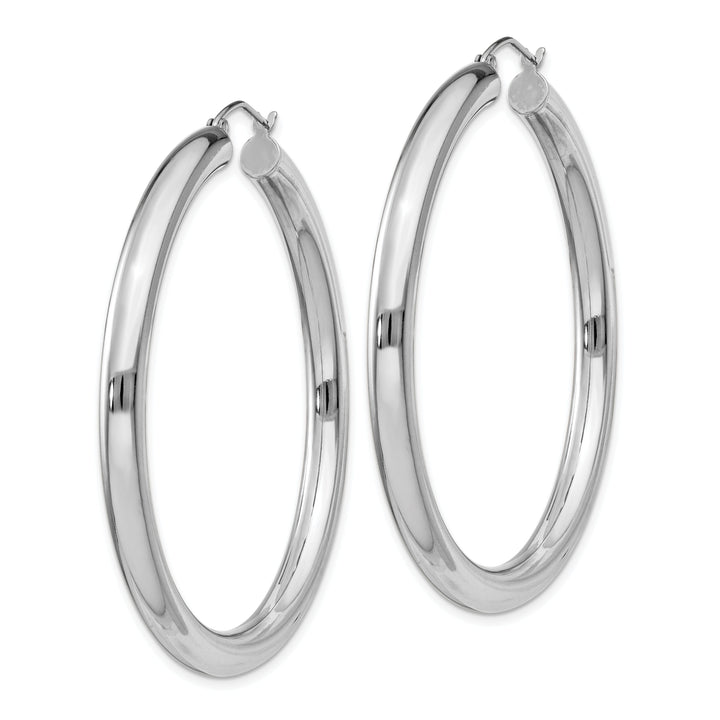 Silver Hollow Round Hoop Hinged Earrings