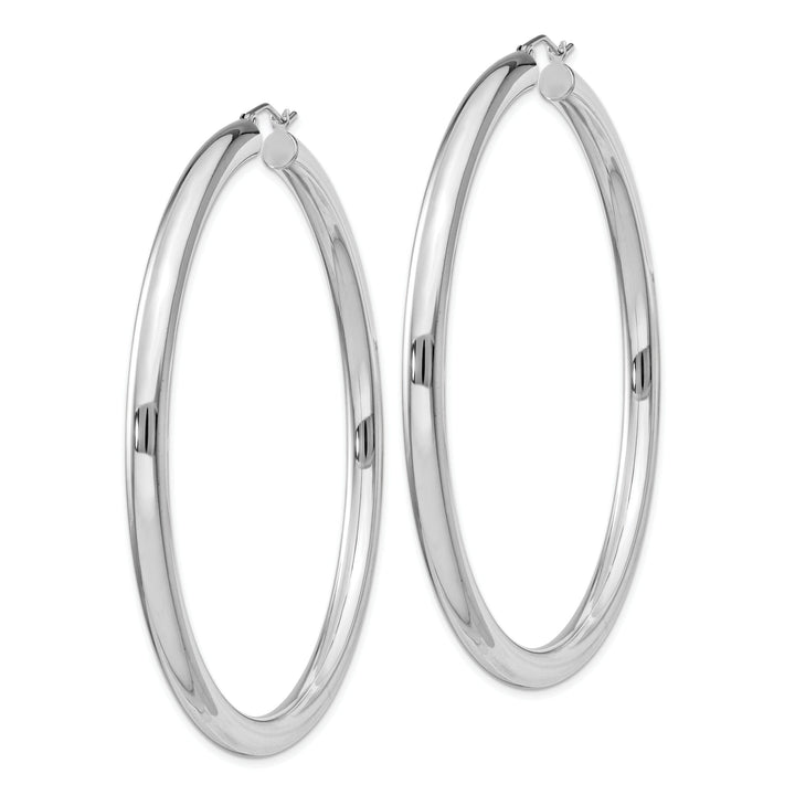 Silver Hollow Round Hoop Hinged Earrings