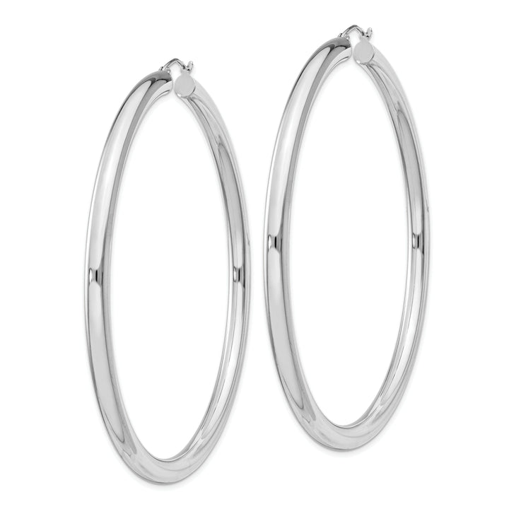 Silver Hollow Round Hoop Hinged Earrings