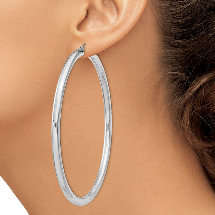 Sterling Silver Round Hoop Hinged Earrings