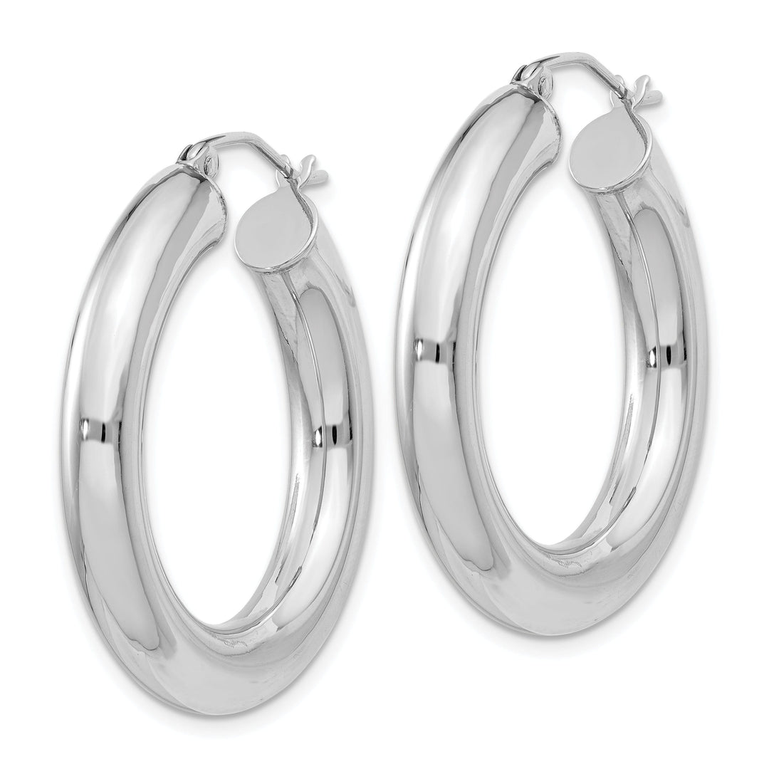 Silver Hollow Round Hoop Hinged Posts Earrings