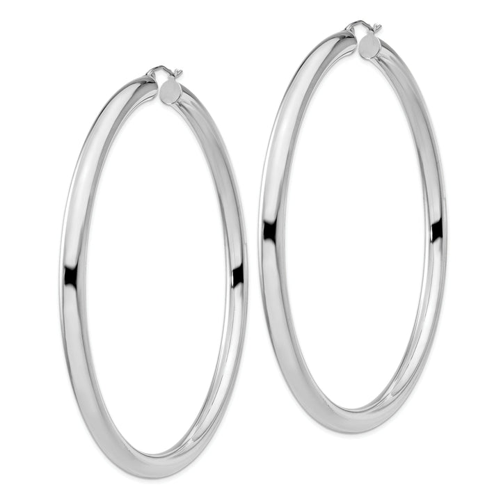 Silver Hollow Round Hoop Hinged Posts Earrings