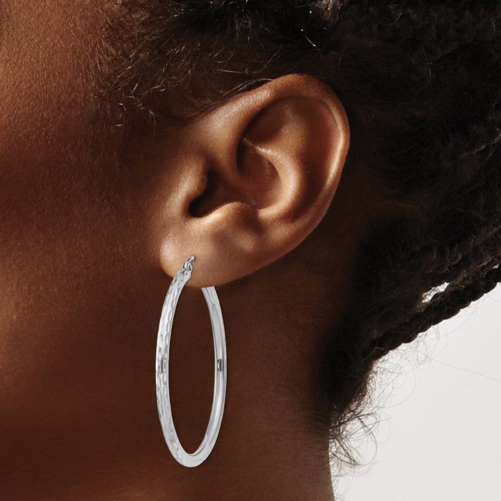 Silver D.C Hollow Hoop Wire Cluch Earrings