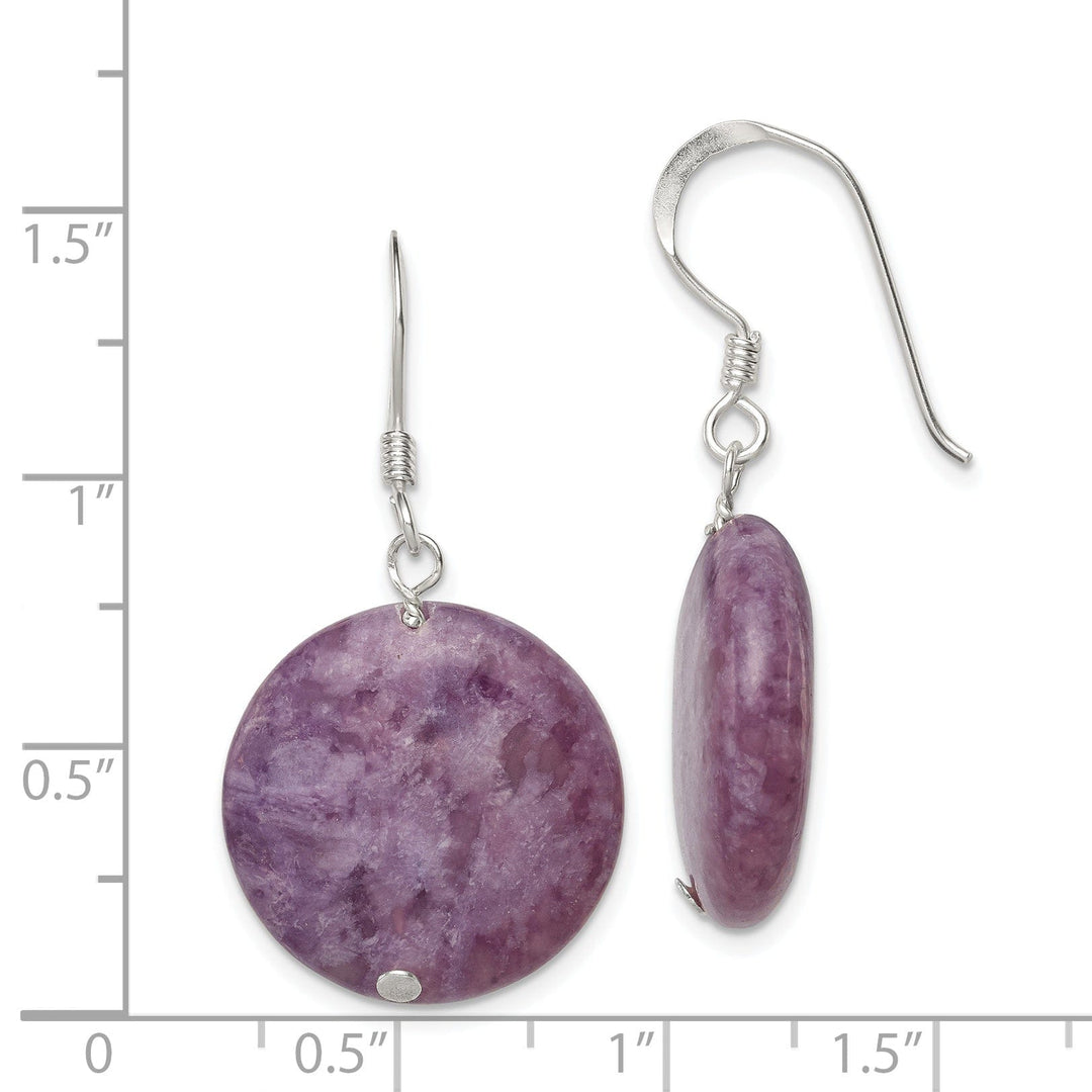 Silver Natural Purple Lepidolite Drop Earrings