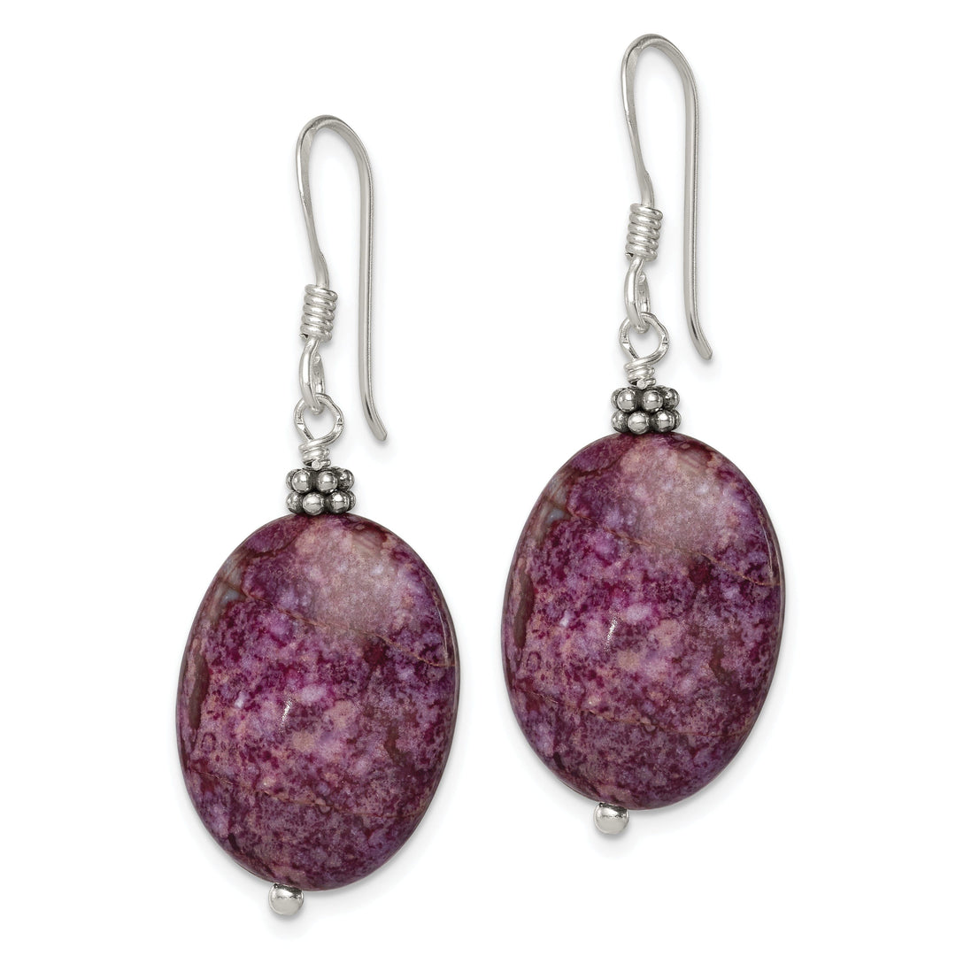 Sterling Silver Dark Charoite Drop Earrings