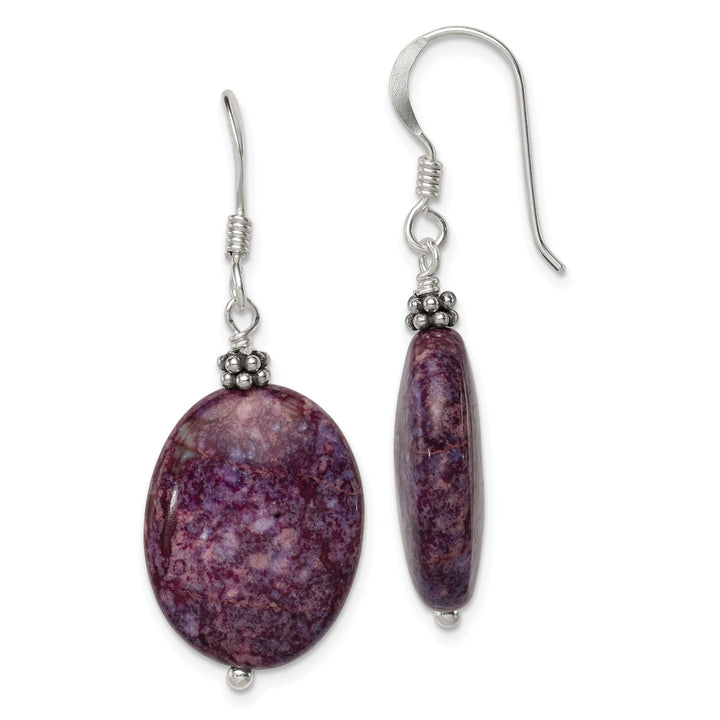 Sterling Silver Dark Charoite Drop Earrings