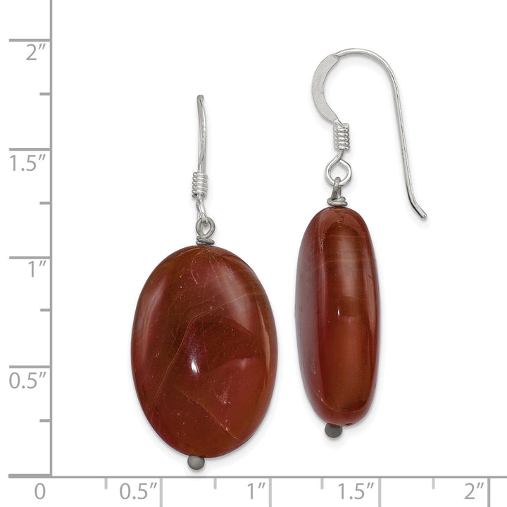 Silver Brown Sardonyx Dangle Hook Earrings