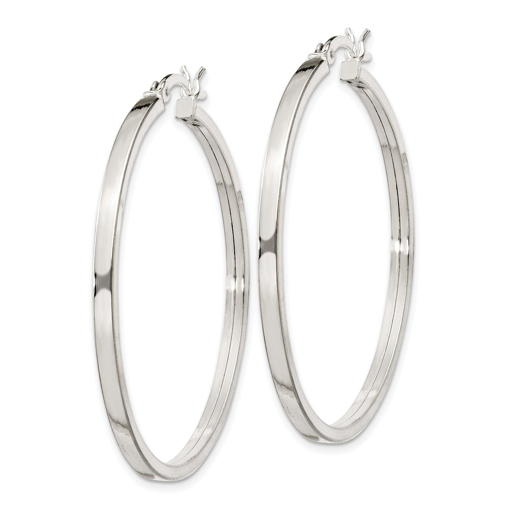 Silver Polished Hollow Hoop Hinged Back Earring