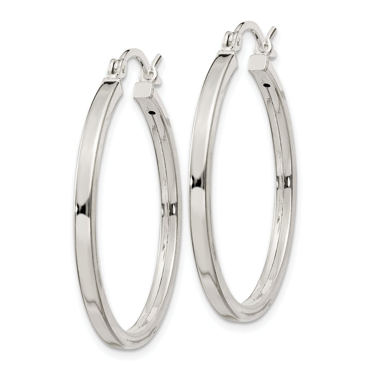 Silver Polished Hollow Hoop Hinged Back Earring