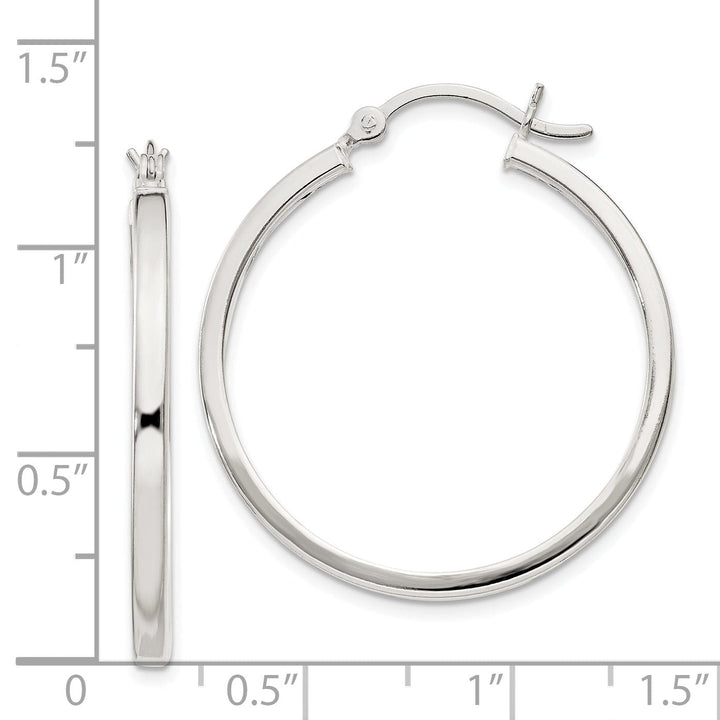 Silver Polished Hollow Hoop Hinged Back Earring