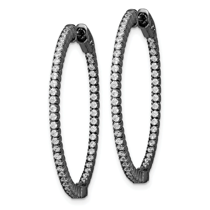 Sterling Silver CZ Round Hoop Earrings